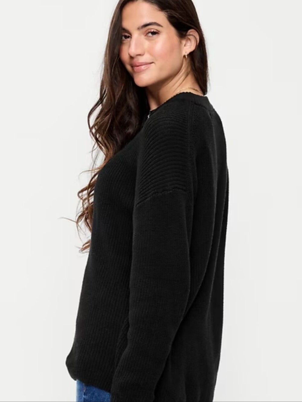 NWTs Old Navy Classic Black Crewneck Tunic Length Women's Sweater Pullover Sz S